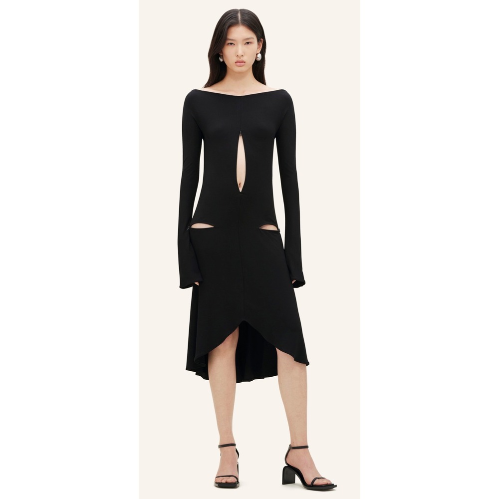New! courrèges DROP ZIPPED CREPE JERSEY DRESS In Black Sz 38 US 6  $1,780‎